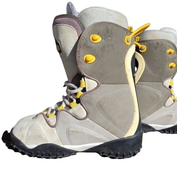 Vintage 90s Airwalk Womens Size 5/Youth 3 Gray Yellow Snowboard Boots Lace Up - Picture 2 of 12